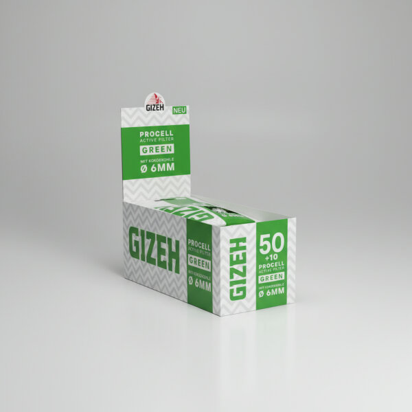 Gizeh Green Aktivkohlefilter Procell Active Filter Beutel 60 x 6 mm