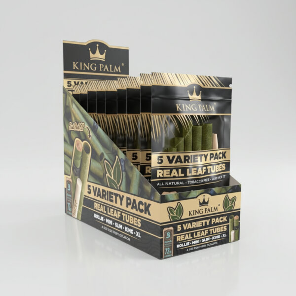 King Palm5 Variety Pack – Vorgerollte Palmblatt-Cones mit Cornhusk-Filter (5er Pack)