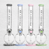 Akoya Glass 7mm Bong Bauch mit Standfuß 42cm Pink