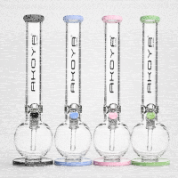 Akoya Glass 7mm Bong Bauch mit Standfuß 42cm Green